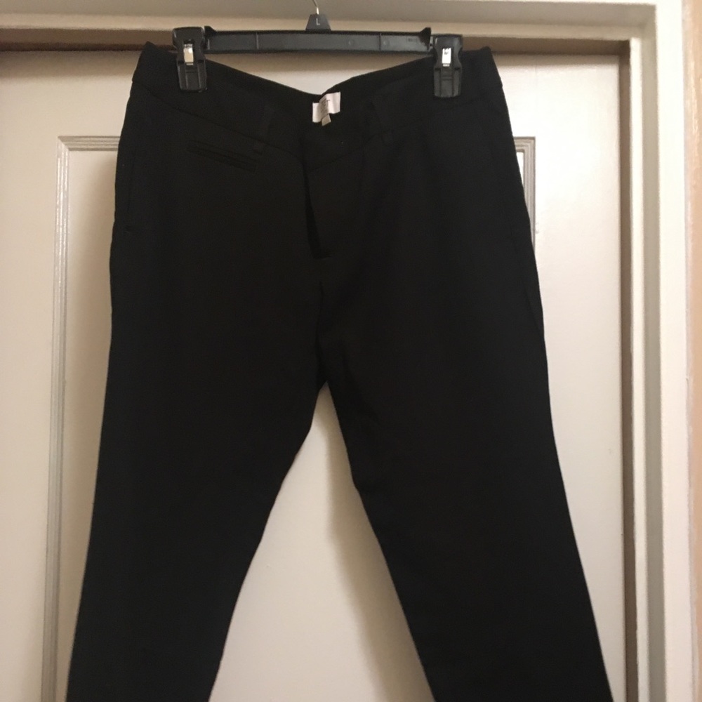 Black Woven cotton stretch pants.  Moto style
